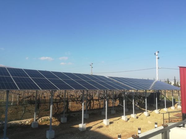Elevated array beside the plant