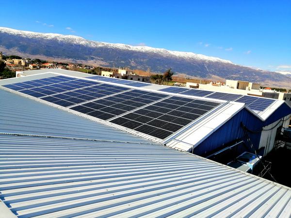 Panels across the metal roof