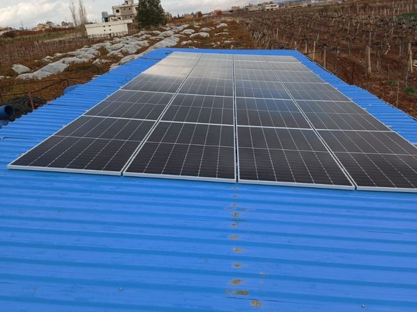 Panels on the metal roof