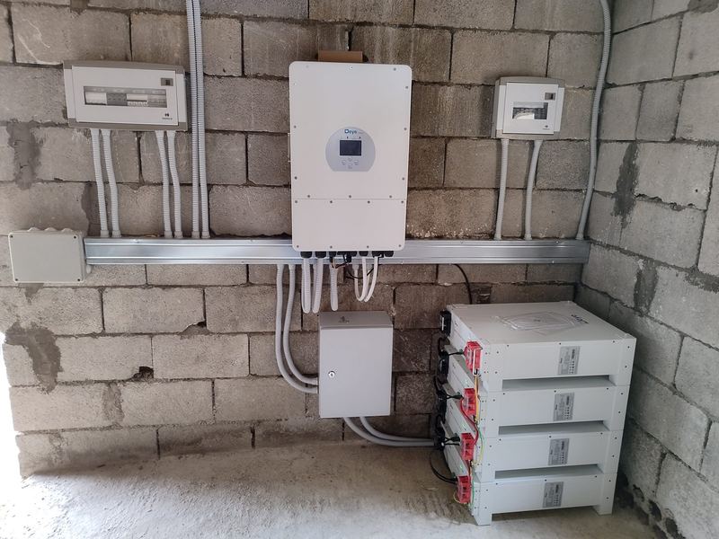 Inverter and batteries on the wall