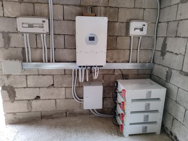 Inverter and batteries on the wall