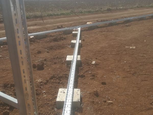 Cable tray running along the rows