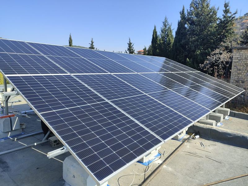 Tilted rooftop panels