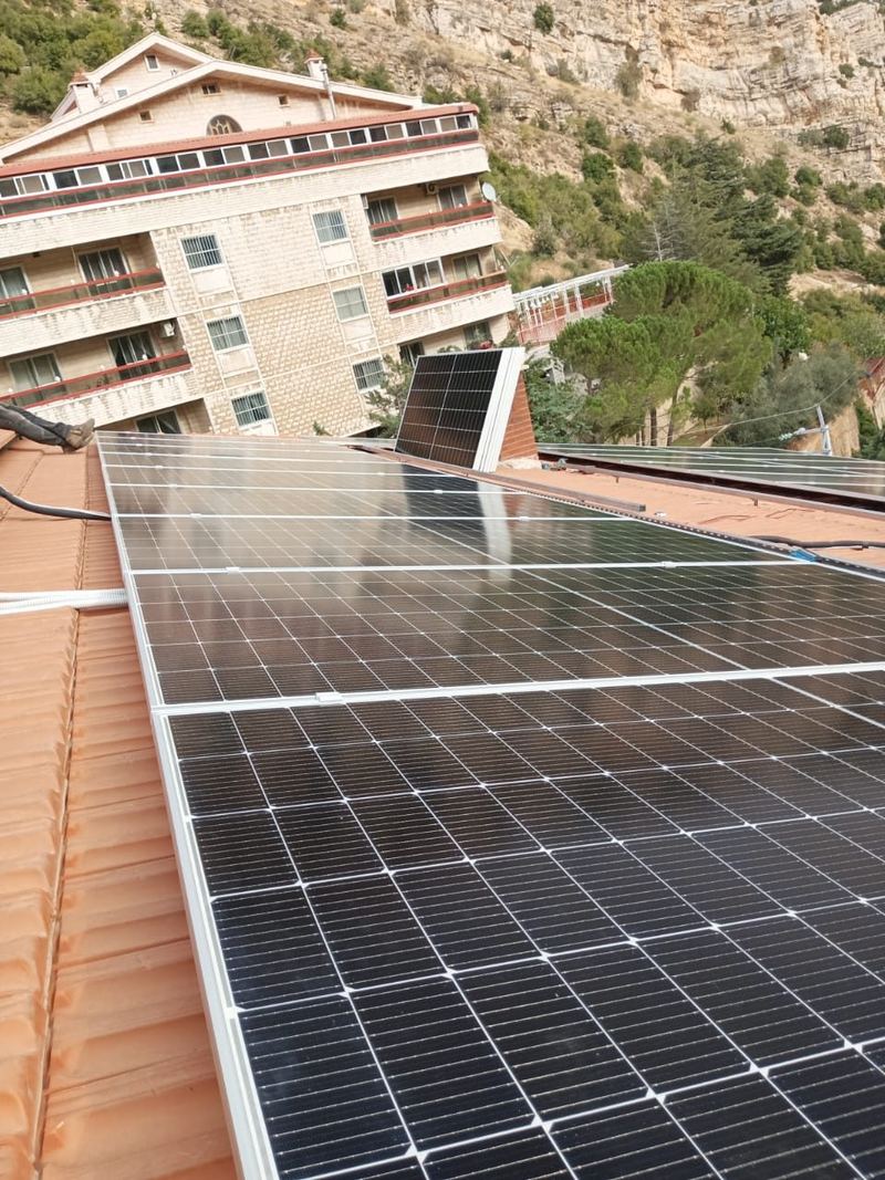 Panels on the tiled roof