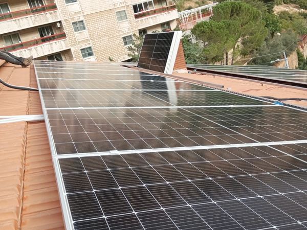 Panels on the tiled roof